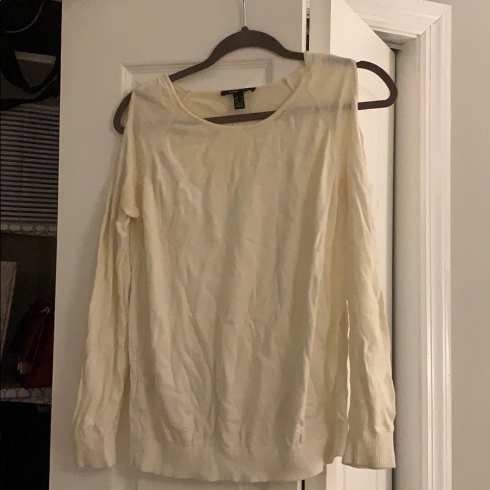 Mango cold shoulder cream sweater